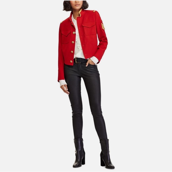 Reduced! RALPH LAUREN Cropped Military Jacket, Madison Red, Sz 14 w/ Gift Box! - Picture 13 of 13